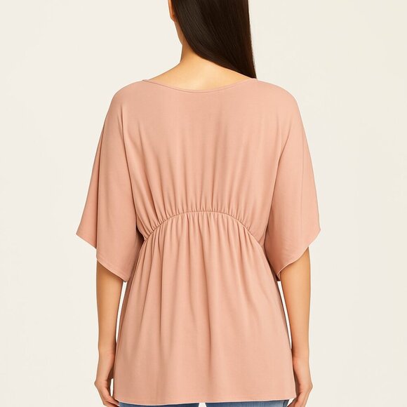 American Eagle Pink Butterfly Short‎ Sleeve Shirt Top with V-neckline Size Small - Picture 2 of 12